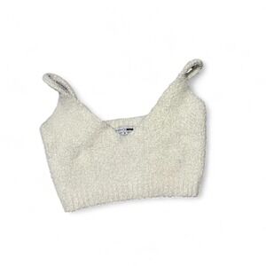 Cream cropped knit tank top